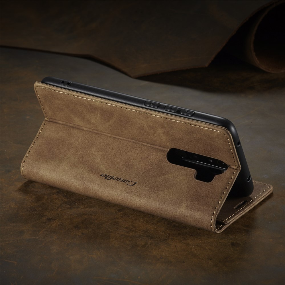 CASEME 013 Series Auto-absorbed Leather Wallet Stand Case Phone Shell for Xiaomi Redmi Note 8 Pro - Brown-22