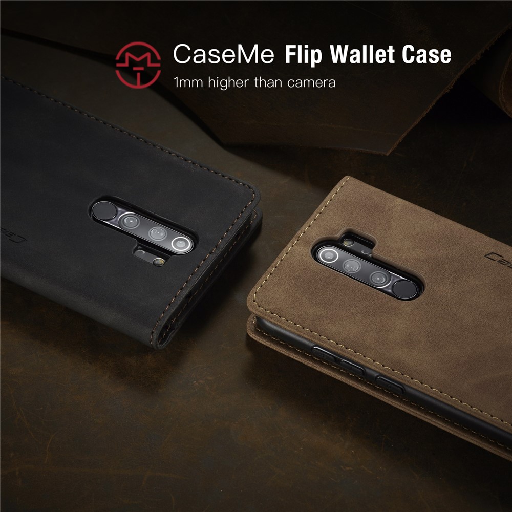 CASEME 013 Series Auto-absorbed Leather Wallet Stand Case Phone Shell for Xiaomi Redmi Note 8 Pro - Brown-23