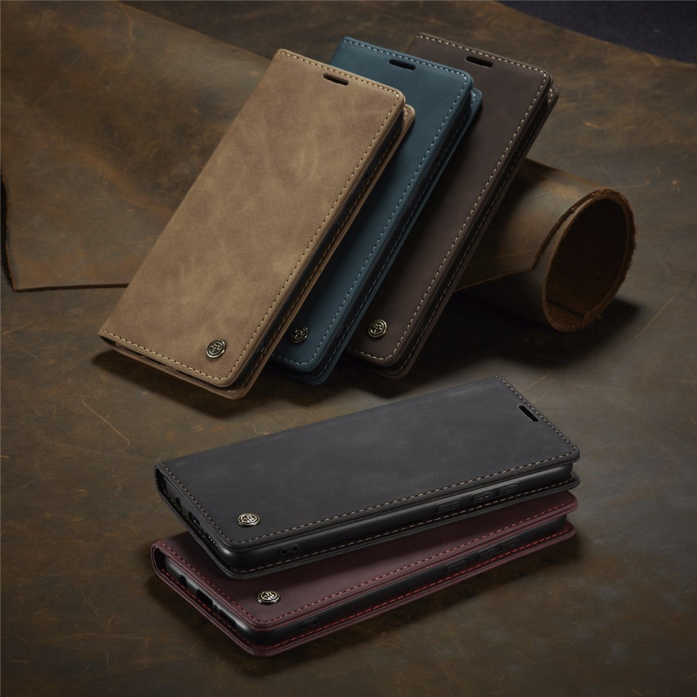 CASEME 013 Series Auto-absorbed Leather Wallet Stand Case Phone Shell for Xiaomi Redmi Note 8 Pro - Brown-29