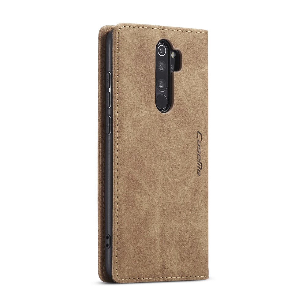 CASEME 013 Series Auto-absorbed Leather Wallet Stand Case Phone Shell for Xiaomi Redmi Note 8 Pro - Brown-4