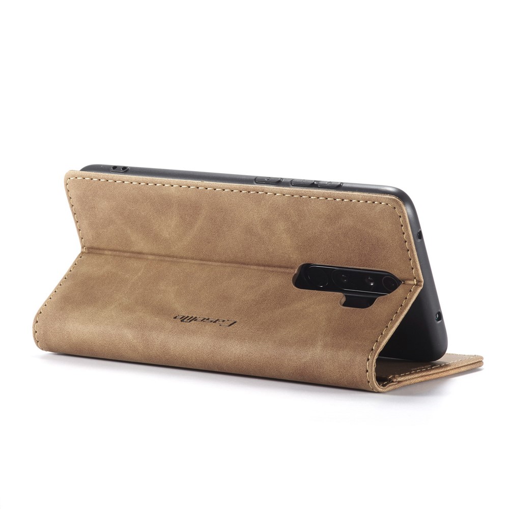 CASEME 013 Series Auto-absorbed Leather Wallet Stand Case Phone Shell for Xiaomi Redmi Note 8 Pro - Brown-6