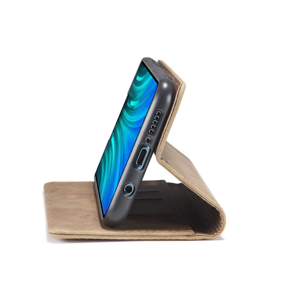 CASEME 013 Series Auto-absorbed Leather Wallet Stand Case Phone Shell for Xiaomi Redmi Note 8 Pro - Brown-7