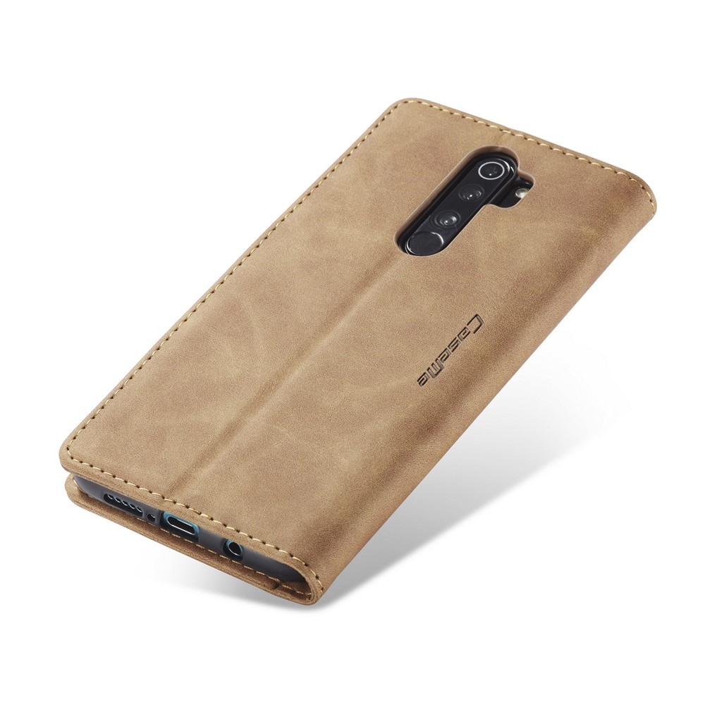 CASEME 013 Series Auto-absorbed Leather Wallet Stand Case Phone Shell for Xiaomi Redmi Note 8 Pro - Brown-9