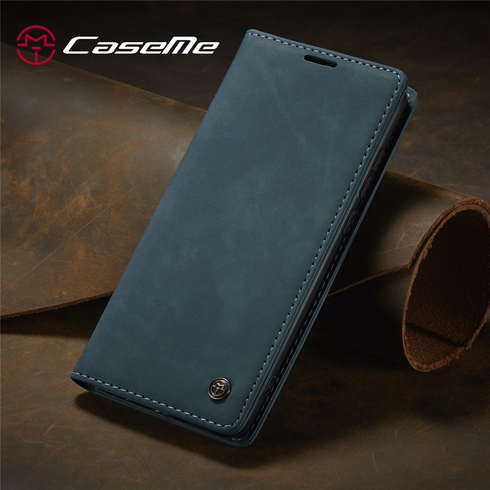 CASEME 013 Series Cartera De Piel De Auto-absorción Cáscara Del Teléfono Del Caso Del Soporte Para Xiaomi Redmi Nota 8 Pro - Azul-17