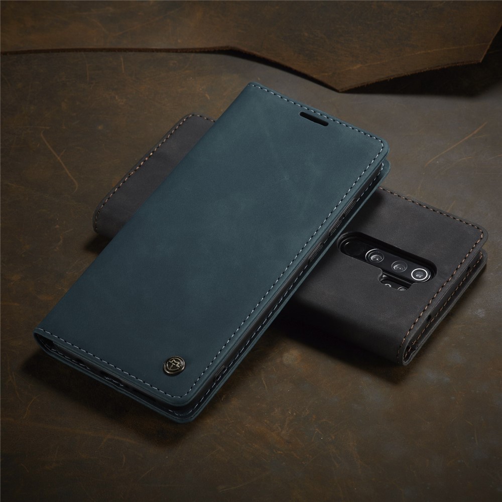 CASEME 013 Series Cartera De Piel De Auto-absorción Cáscara Del Teléfono Del Caso Del Soporte Para Xiaomi Redmi Nota 8 Pro - Azul-24