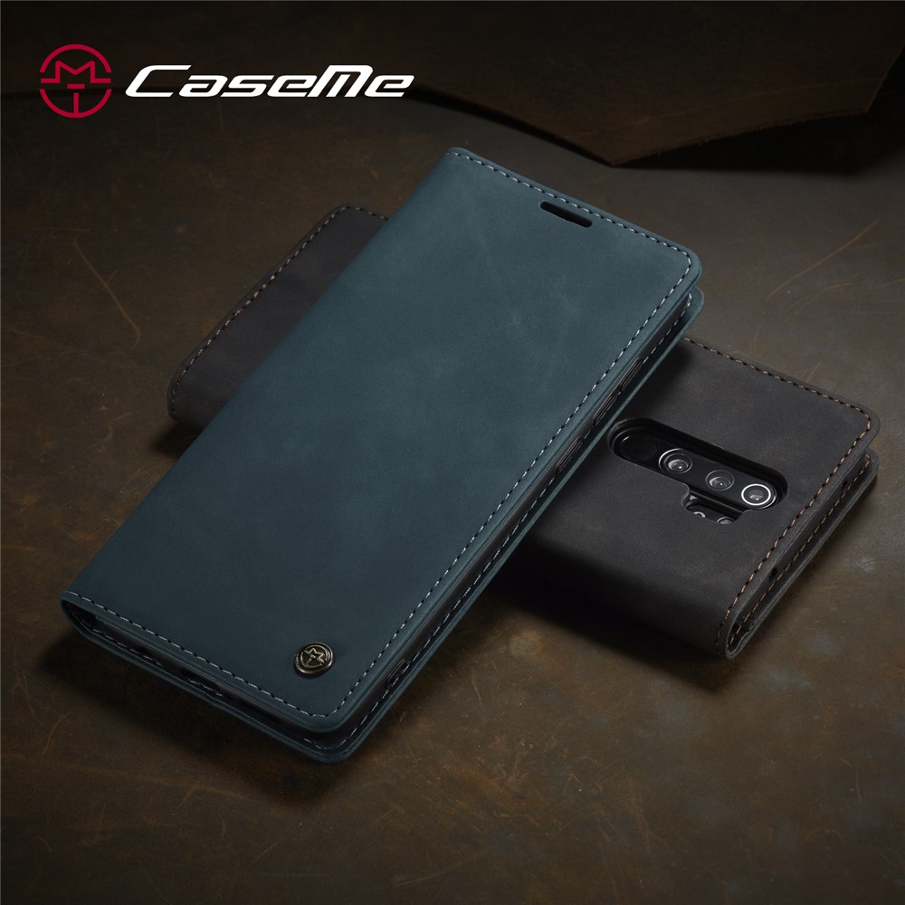 CASEME 013 Series Cartera De Piel De Auto-absorción Cáscara Del Teléfono Del Caso Del Soporte Para Xiaomi Redmi Nota 8 Pro - Azul-25
