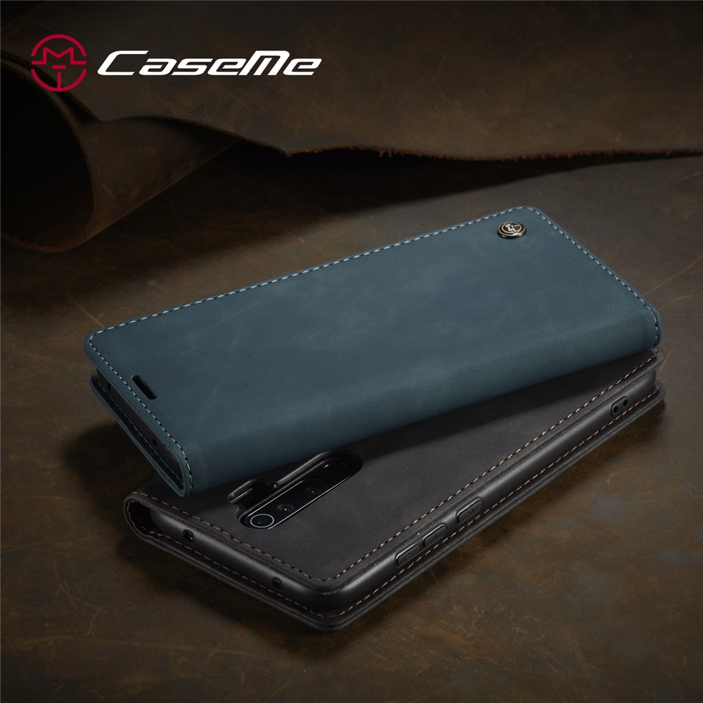 CASEME 013 Series Cartera De Piel De Auto-absorción Cáscara Del Teléfono Del Caso Del Soporte Para Xiaomi Redmi Nota 8 Pro - Azul-26