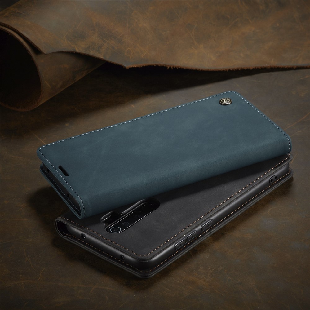 CASEME 013 Series Cartera De Piel De Auto-absorción Cáscara Del Teléfono Del Caso Del Soporte Para Xiaomi Redmi Nota 8 Pro - Azul-27