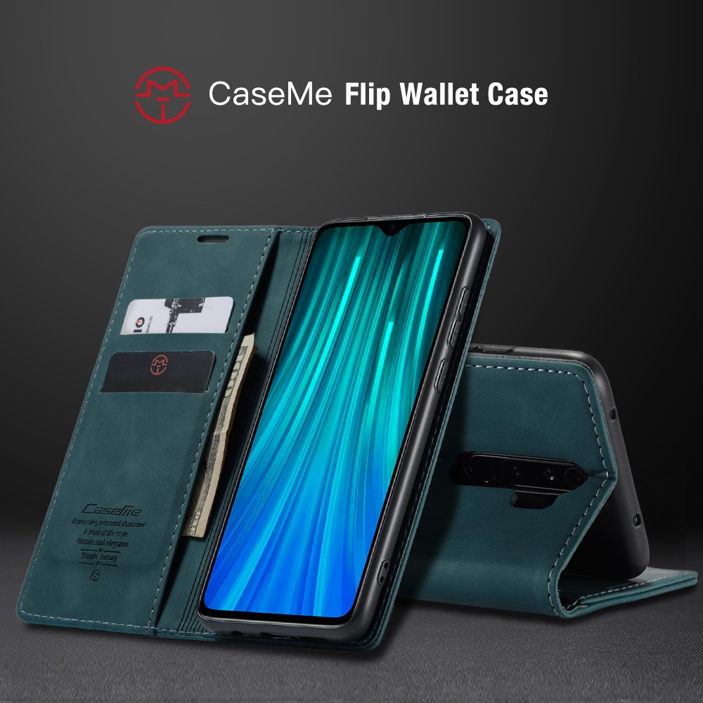 CASEME 013 Series Cartera De Piel De Auto-absorción Cáscara Del Teléfono Del Caso Del Soporte Para Xiaomi Redmi Nota 8 Pro - Azul-28