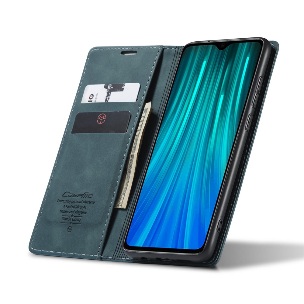 CASEME 013 Series Cartera De Piel De Auto-absorción Cáscara Del Teléfono Del Caso Del Soporte Para Xiaomi Redmi Nota 8 Pro - Azul-5