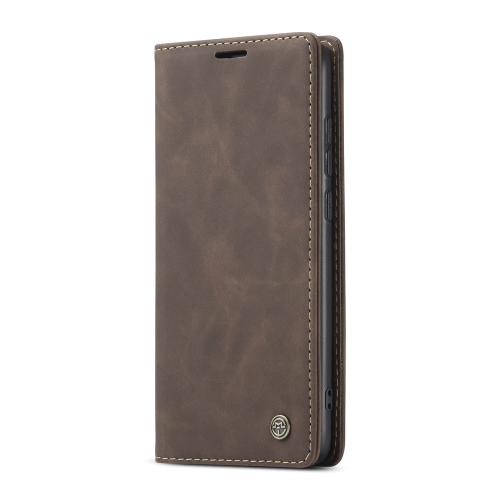 CASEME 013 Série Shell Téléphone Portefeuille En Cuir Absorbé Auto-support Cas Pour Xiaomi Redmi Note 8 Pro - Café-3