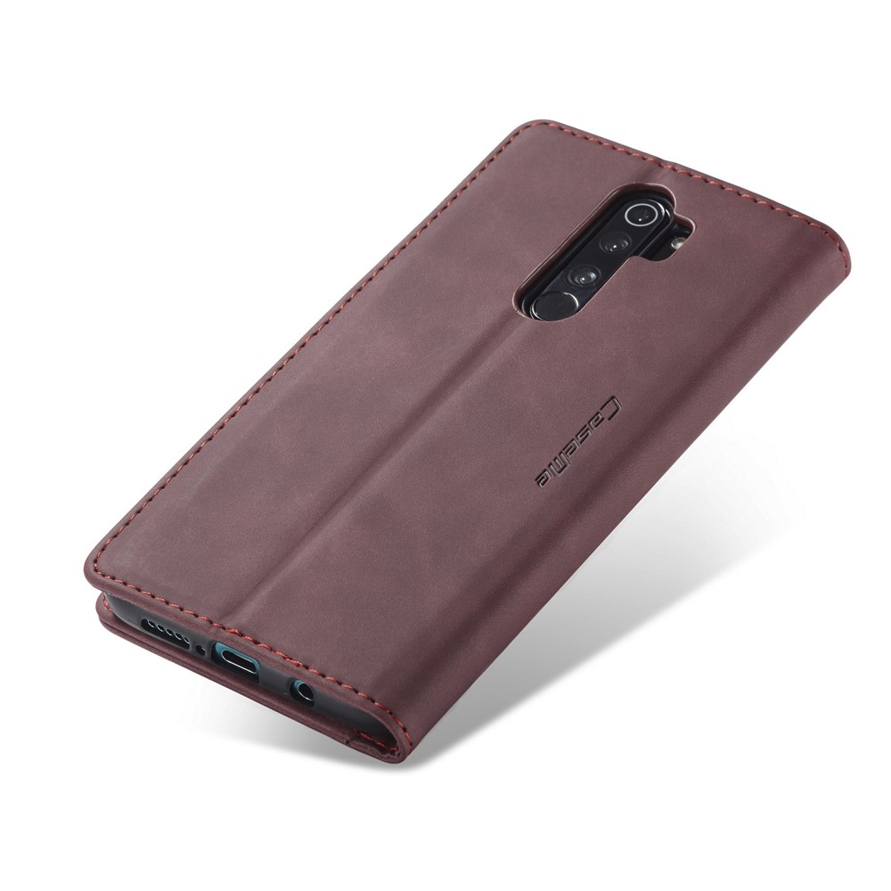 CASEME 013 Série Auto-absorvido Pela Carteira de Couro, Shell de Capa Para Xiaomi Redmi Note 8 Pro - Vinho Vermelho