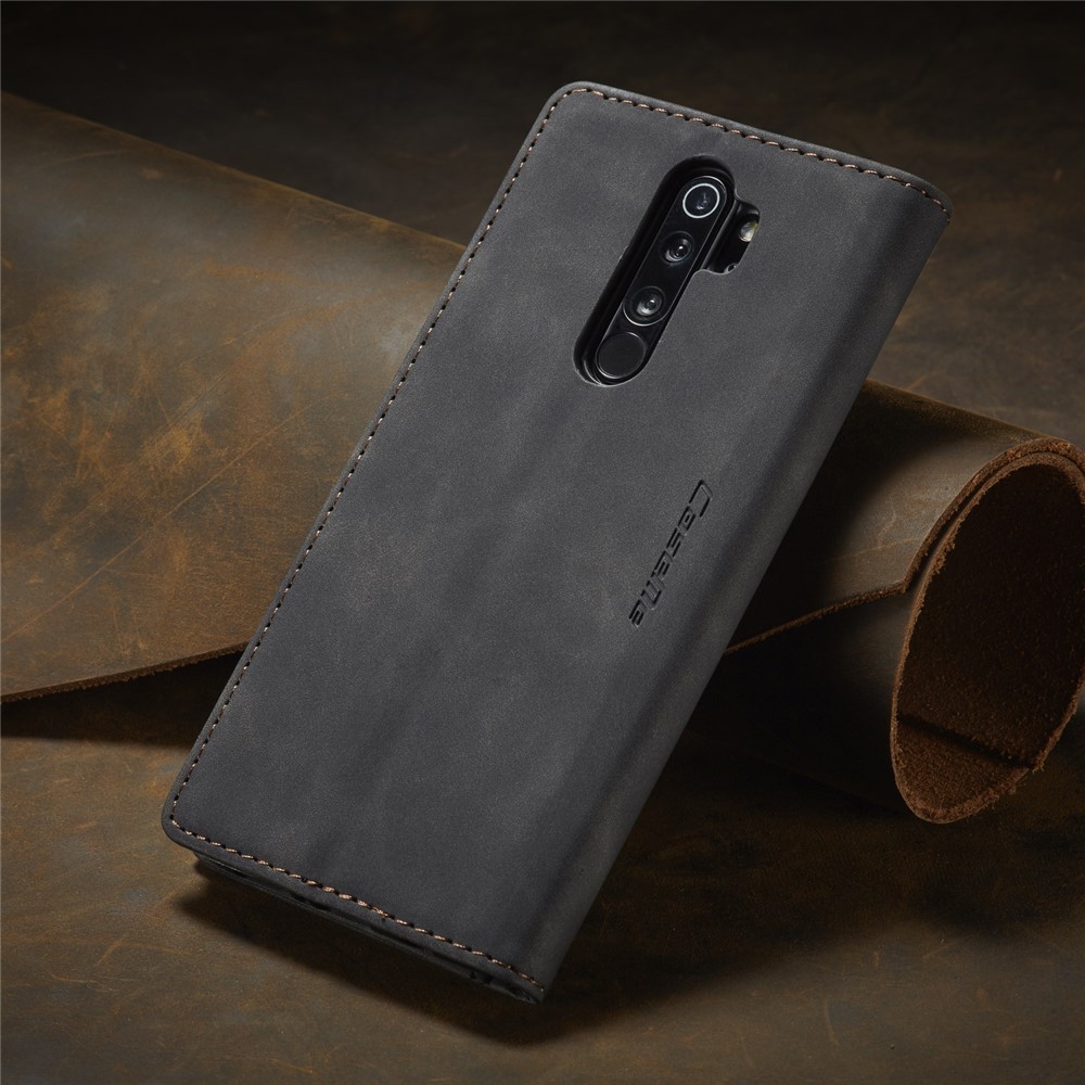 CASEME 013 Series Auto-absorbed Leather Wallet Stand Case Phone Shell for Xiaomi Redmi Note 8 Pro - Black-17