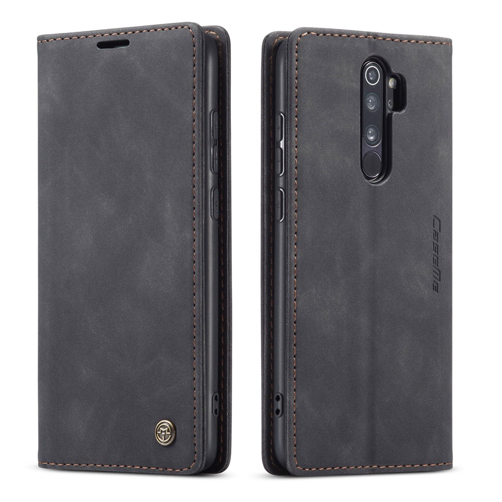 CASEME 013 Series Auto-absorbed Leather Wallet Stand Case Phone Shell for Xiaomi Redmi Note 8 Pro - Black-2