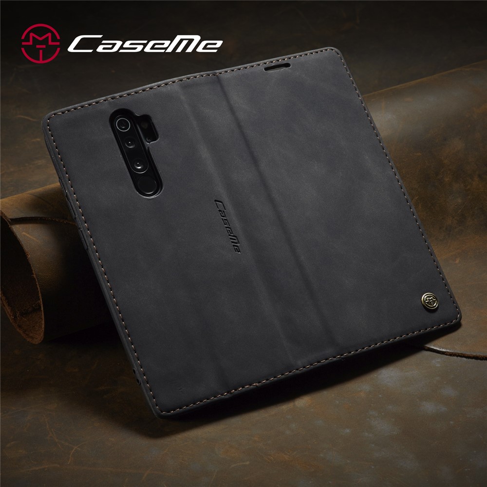 CASEME 013 Series Auto-absorbed Leather Wallet Stand Case Phone Shell for Xiaomi Redmi Note 8 Pro - Black-22