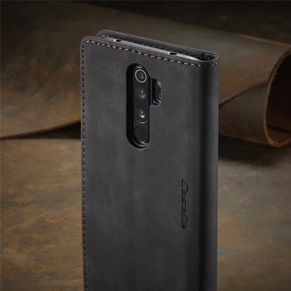 CASEME 013 Series Auto-absorbed Leather Wallet Stand Case Phone Shell for Xiaomi Redmi Note 8 Pro - Black-23