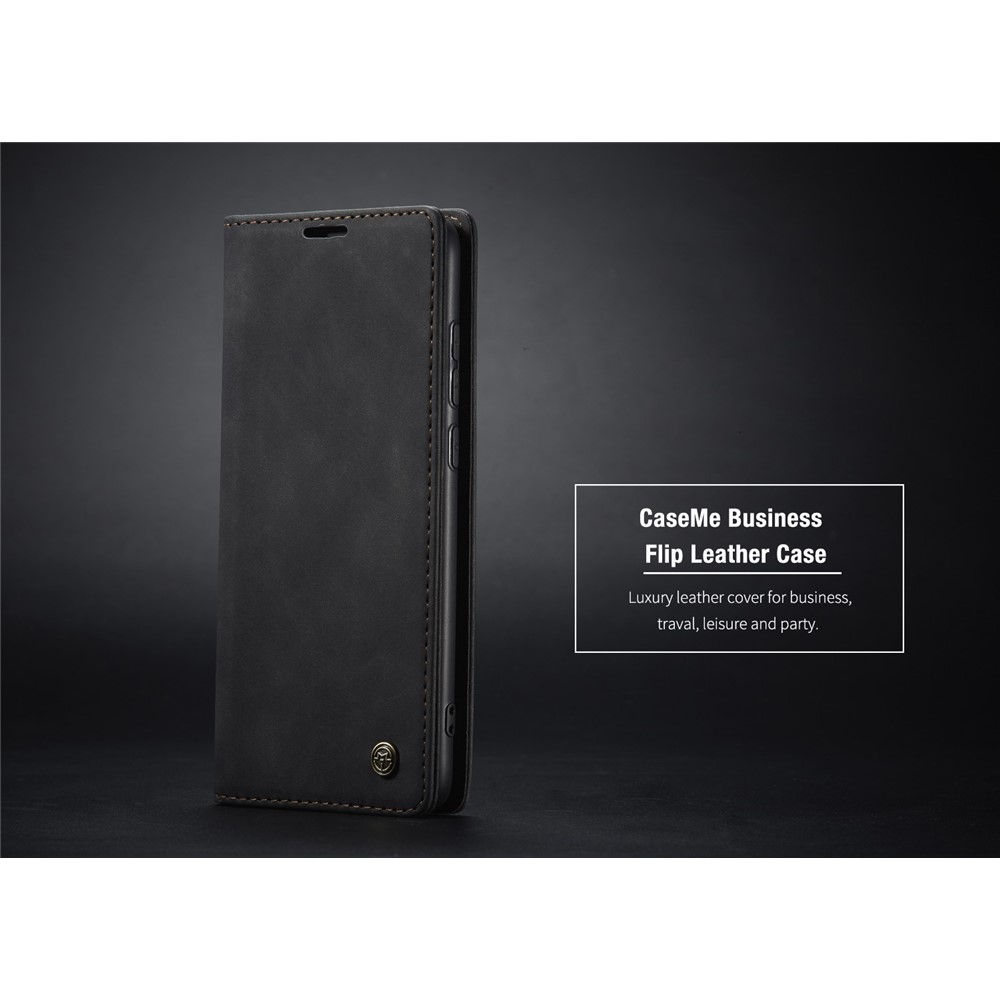 CASEME 013 Series Auto-absorbed Leather Wallet Stand Case Phone Shell for Xiaomi Redmi Note 8 Pro - Black-25
