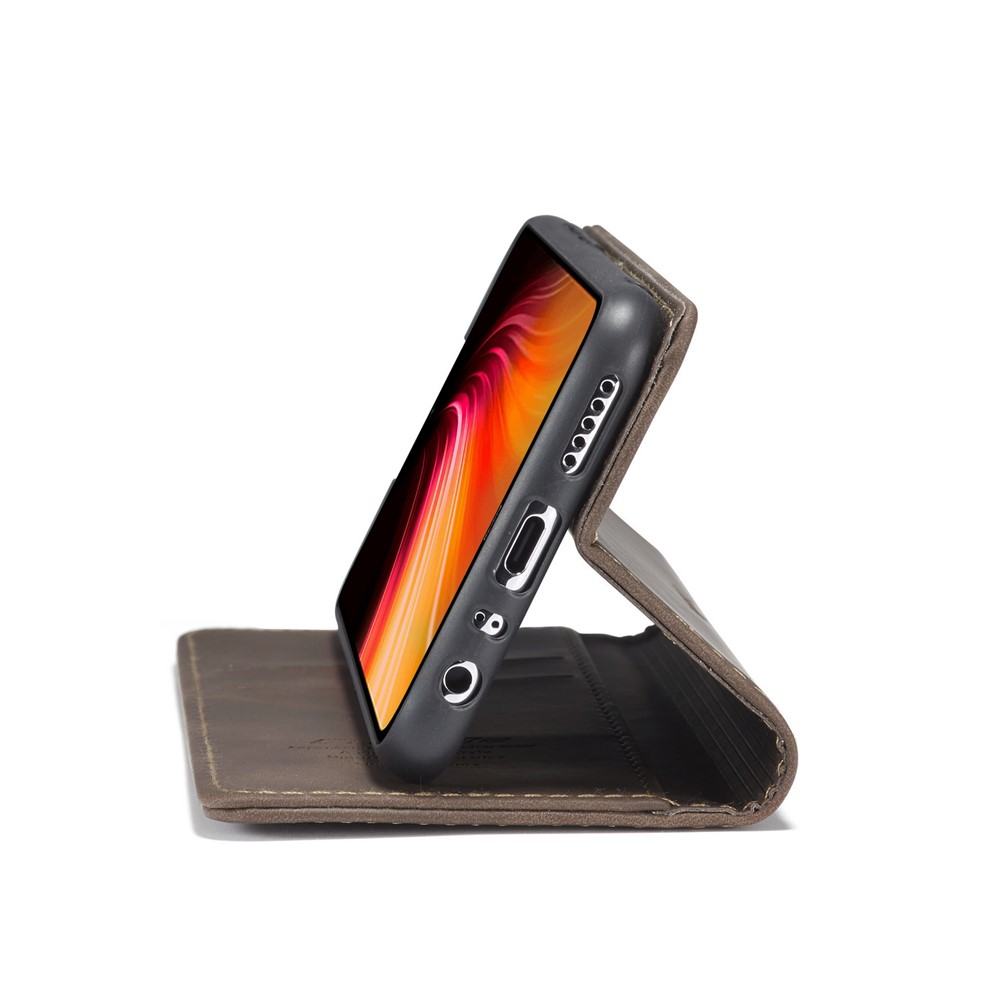 CASEME 013 Series Auto-absorbed Leather Wallet Stand Phone Covering Case for Xiaomi Redmi Note 8 - Coffee-10