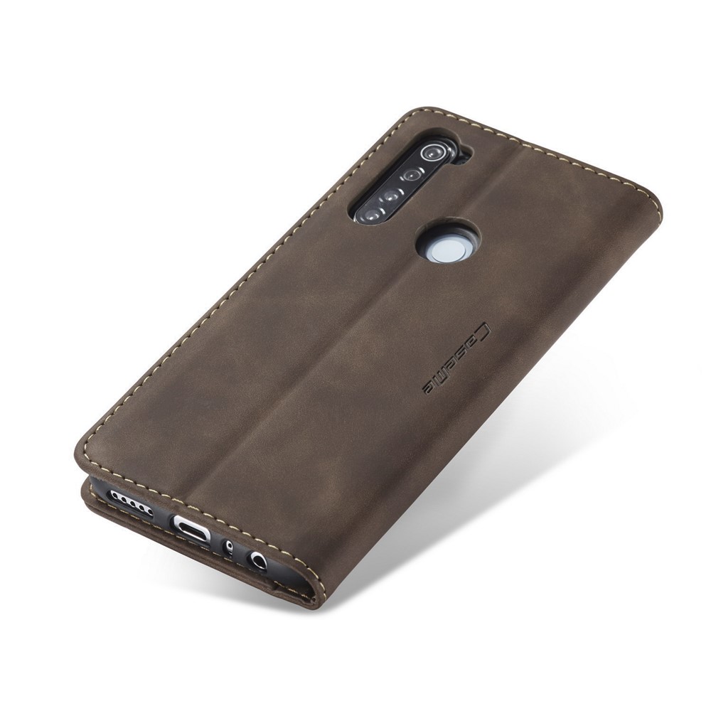 CASEME 013 Series Auto-absorbed Leather Wallet Stand Phone Covering Case for Xiaomi Redmi Note 8 - Coffee-12