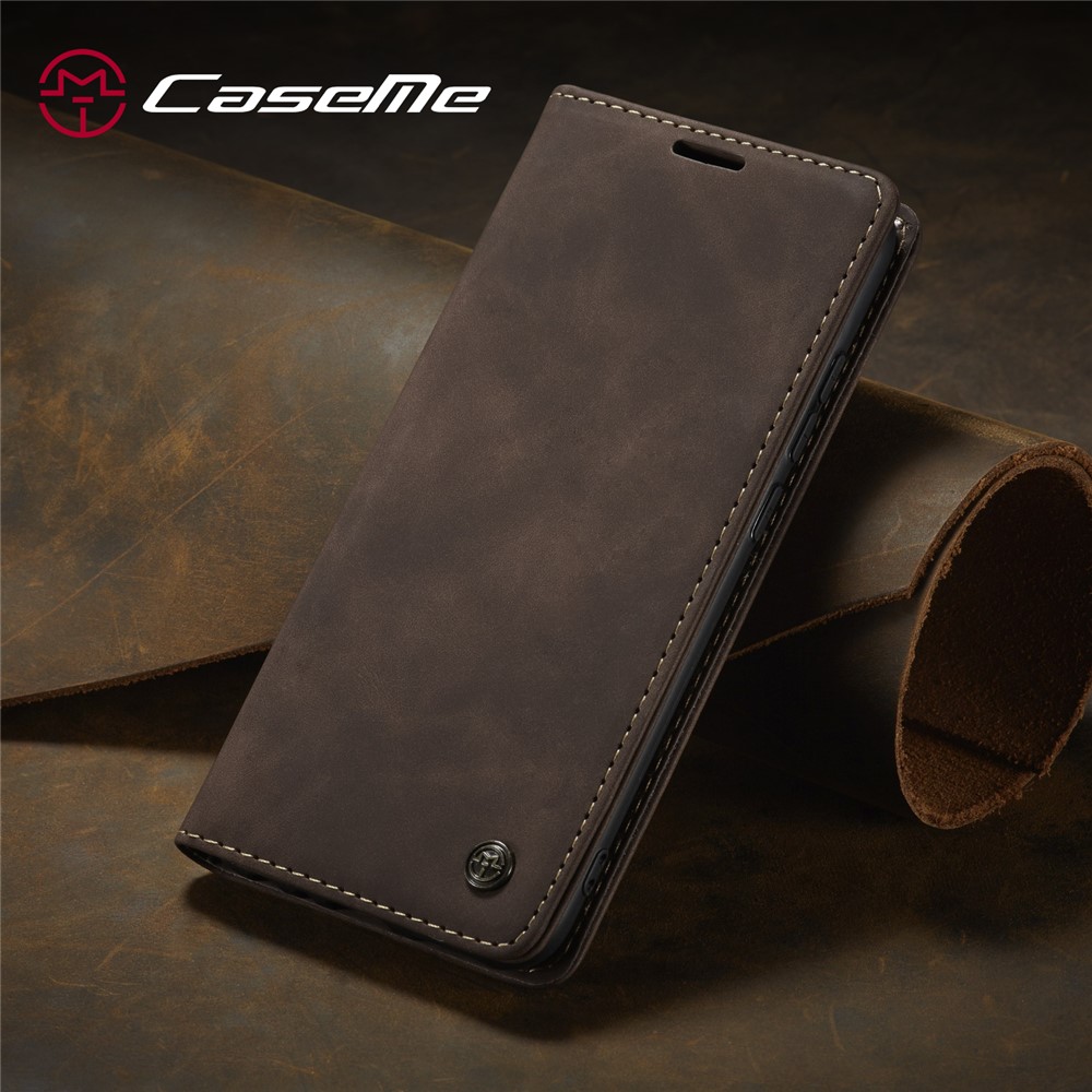 CASEME 013 Series Auto-absorbed Leather Wallet Stand Phone Covering Case for Xiaomi Redmi Note 8 - Coffee-17