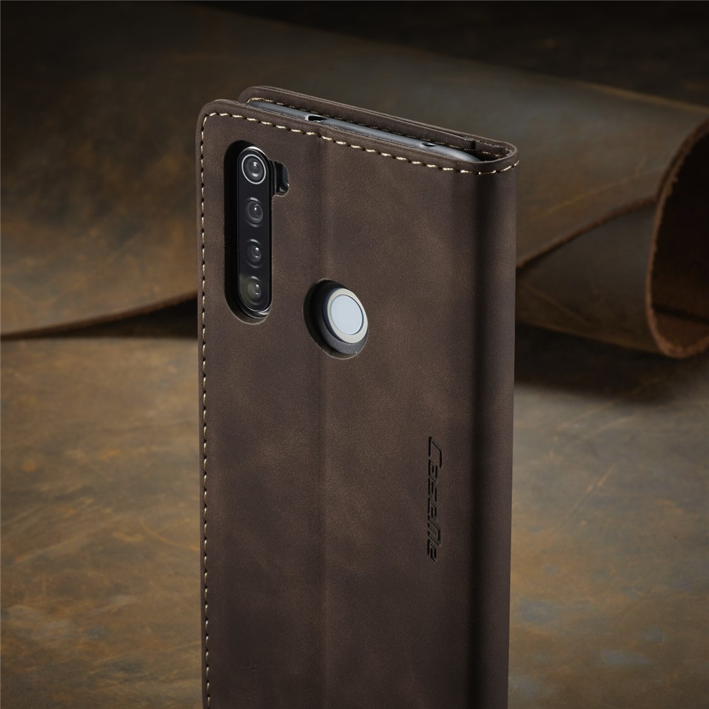 CASEME 013 Series Auto-absorbed Leather Wallet Stand Phone Covering Case for Xiaomi Redmi Note 8 - Coffee-21