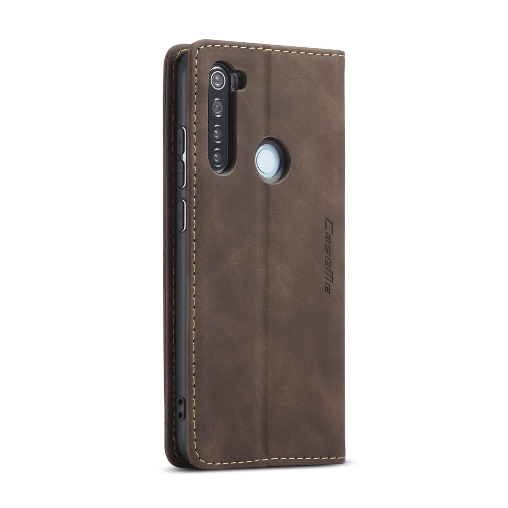 CASEME 013 Series Auto-absorbed Leather Wallet Stand Phone Covering Case for Xiaomi Redmi Note 8 - Coffee-7