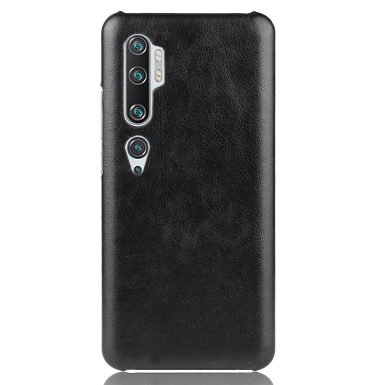 Litchi Skin PU Leather+PC Case Para Xiaomi Mi CC9 Pro/Mi Nota 10/Mi Nota 10 Pro - Preto