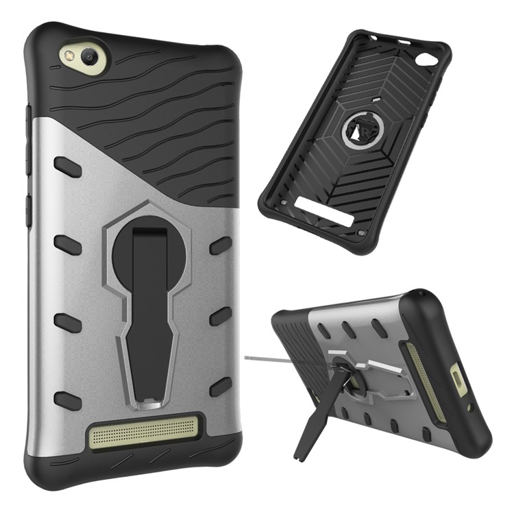 Armor PC + TPU Hybrid Case with Kickstand for Xiaomi Redmi 4a - Silver-1