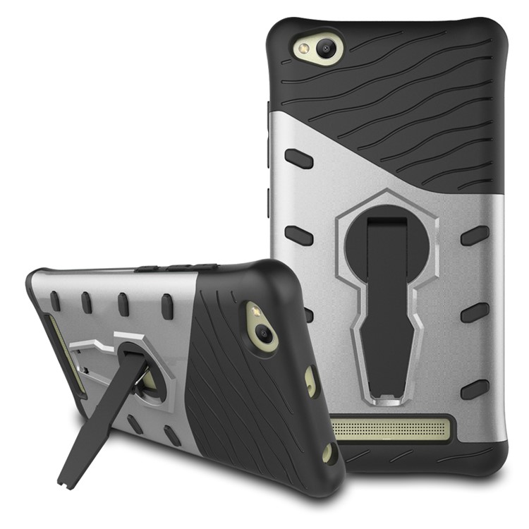 Armor PC + TPU Hybrid Case with Kickstand for Xiaomi Redmi 4a - Silver-11