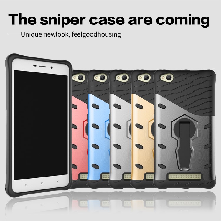 Armor PC + TPU Hybrid Case with Kickstand for Xiaomi Redmi 4a - Silver-12