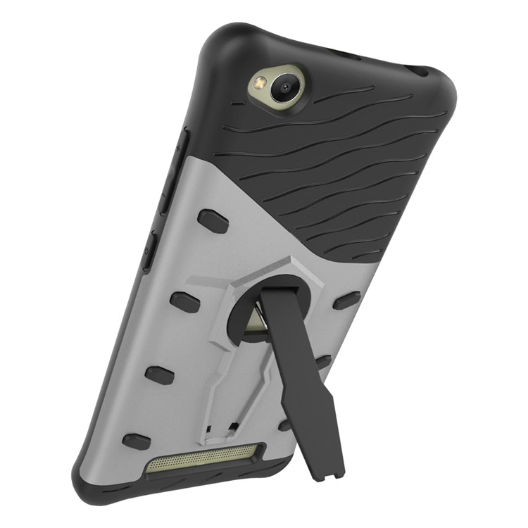 Armor PC + TPU Hybrid Case with Kickstand for Xiaomi Redmi 4a - Silver-4