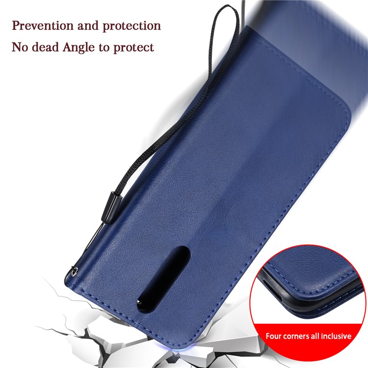 Caso Del Soporte Del Cuero De La Carpeta Para Xiaomi Redmi 8 - Azul-3