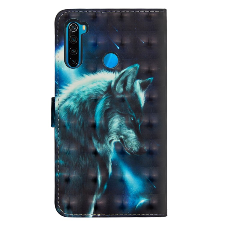 Light Spot Decor Patterned Leather Stand Case for Xiaomi Redmi Note 8T - Wolf-3