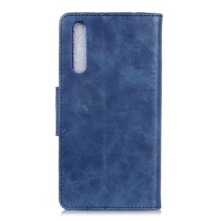 Crazy Horse Split Leather Wallet Stand Phone Cover for Xiaomi Mi 9 Pro / Mi 9 Pro 5G - Blue-3