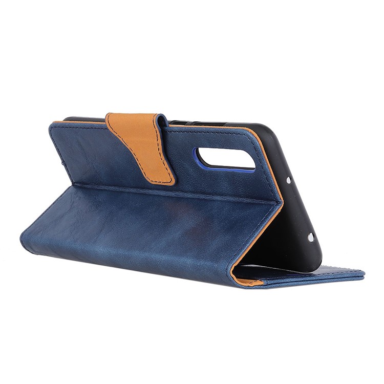 Crazy Horse Split Leather Wallet Stand Phone Cover for Xiaomi Mi 9 Pro / Mi 9 Pro 5G - Blue-4