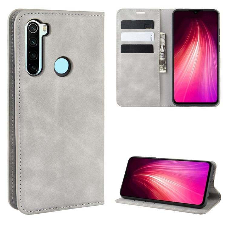 Wallet Leather Stand Case for Xiaomi Redmi Note 8 - Grey-1