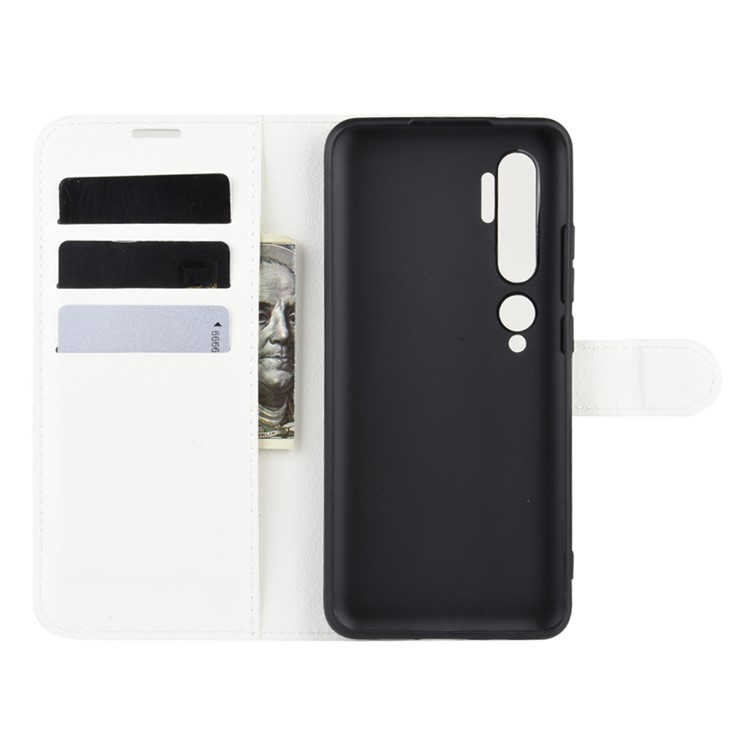 Litchi Skin Leather Cartet Case Para Xiaomi Mi Nota 10 / Mi Note 10 Pro / Mi CC9 Pro - Branco