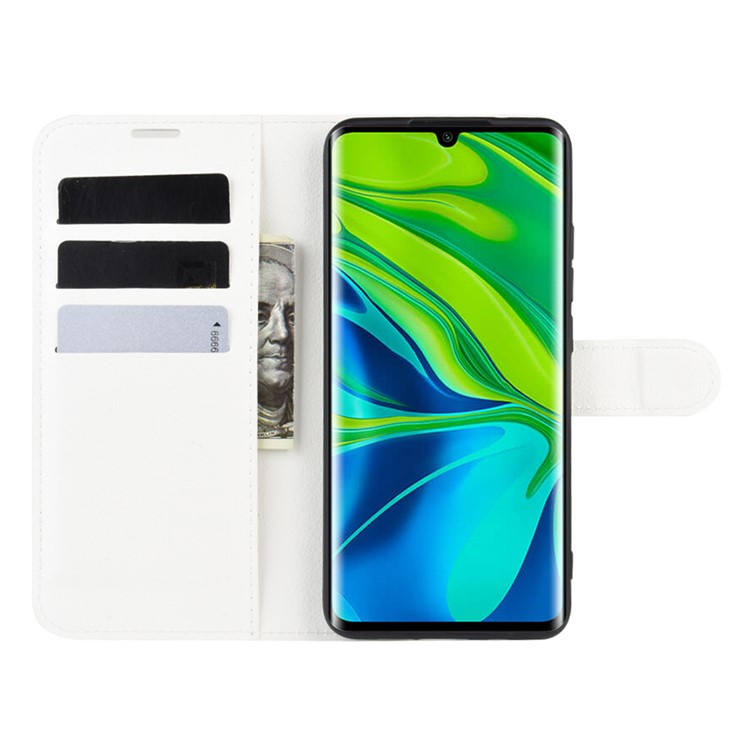 Caso Da Pele De Couro Carteira De Lichia Para Xiaomi Mi Nota 10 / Mi Nota 10 Pro / Mi CC9 Pro - Branco-4