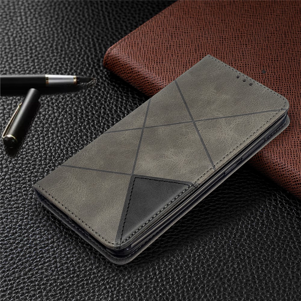 Geometric Pattern Stand Leather Card Holder Case for Xiaomi Redmi 8 - Grey-8