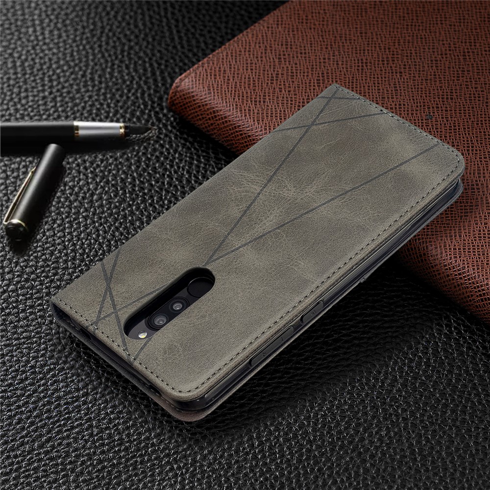 Geometric Pattern Stand Leather Card Holder Case for Xiaomi Redmi 8 - Grey-9