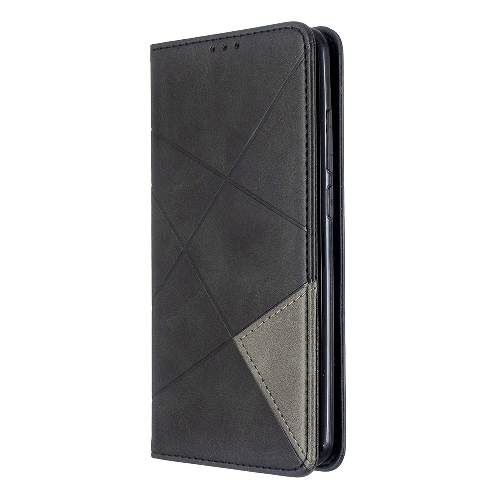 Padrão Estande Caso Titular Do Cartão De Couro Geométrica Para Xiaomi Redmi 8 - Preto-2