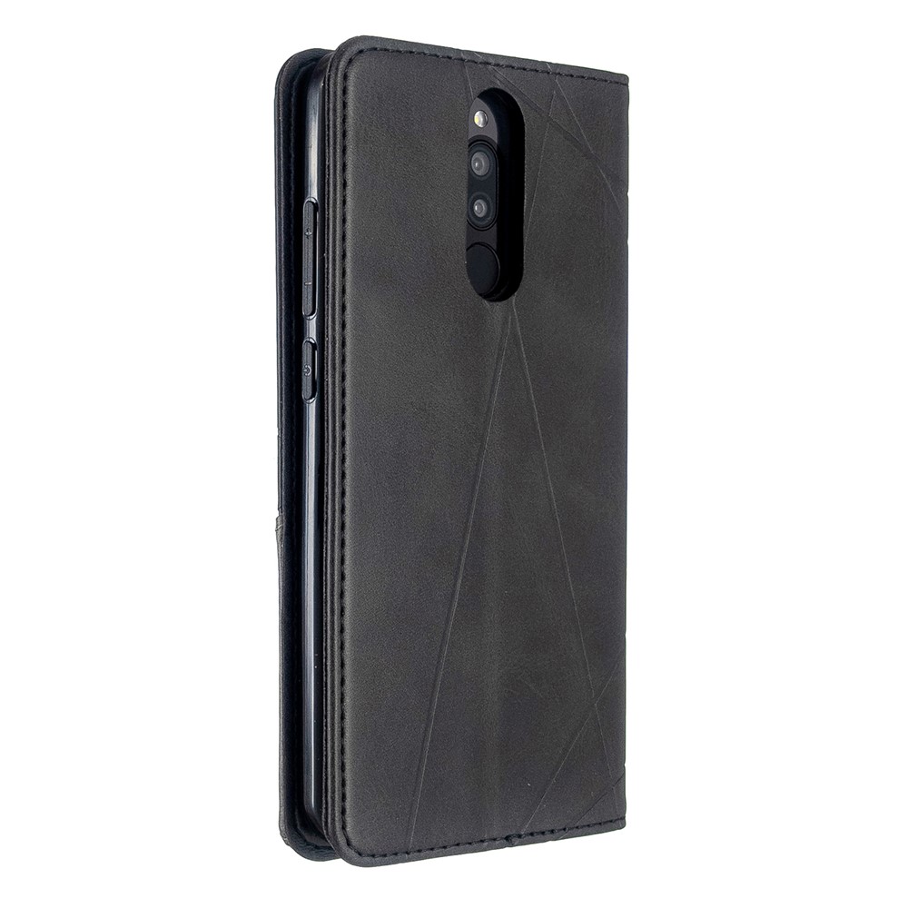 Padrão Estande Caso Titular Do Cartão De Couro Geométrica Para Xiaomi Redmi 8 - Preto-3