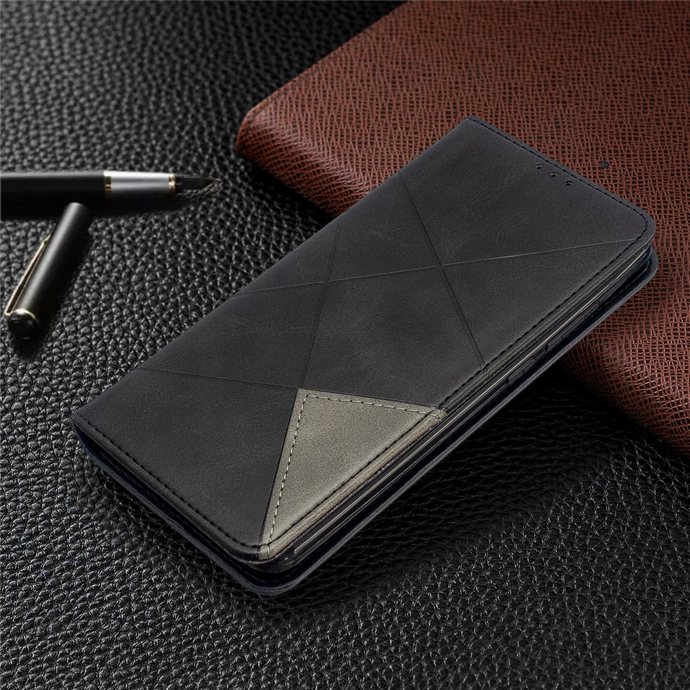 Padrão Estande Caso Titular Do Cartão De Couro Geométrica Para Xiaomi Redmi 8 - Preto-8