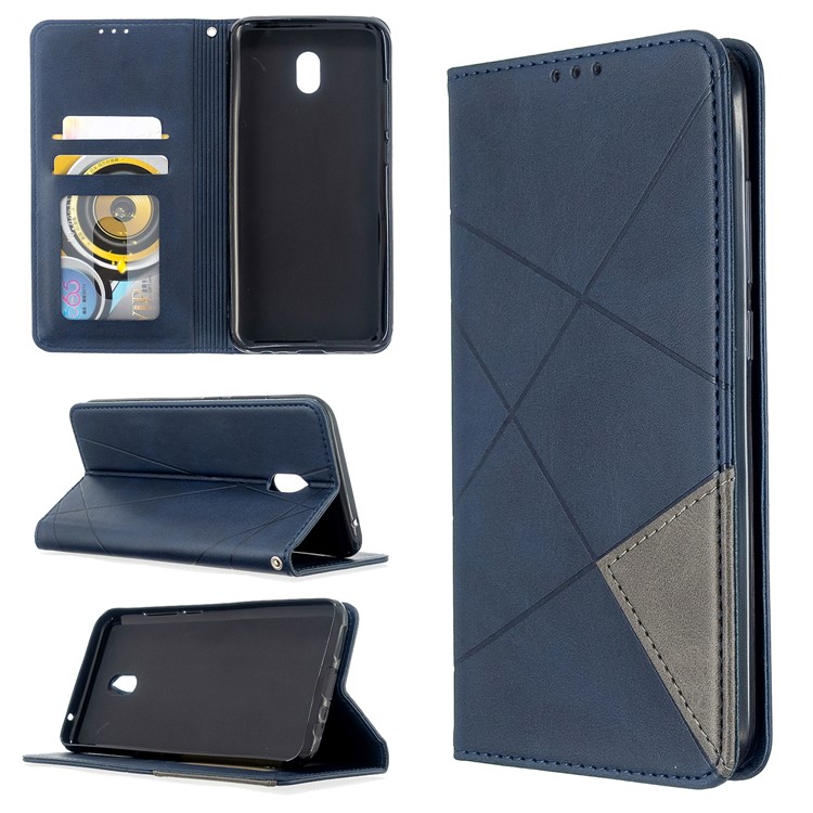 Geometric Pattern Leather Stand Case with Card Slots for Xiaomi Redmi 8A - Blue-1