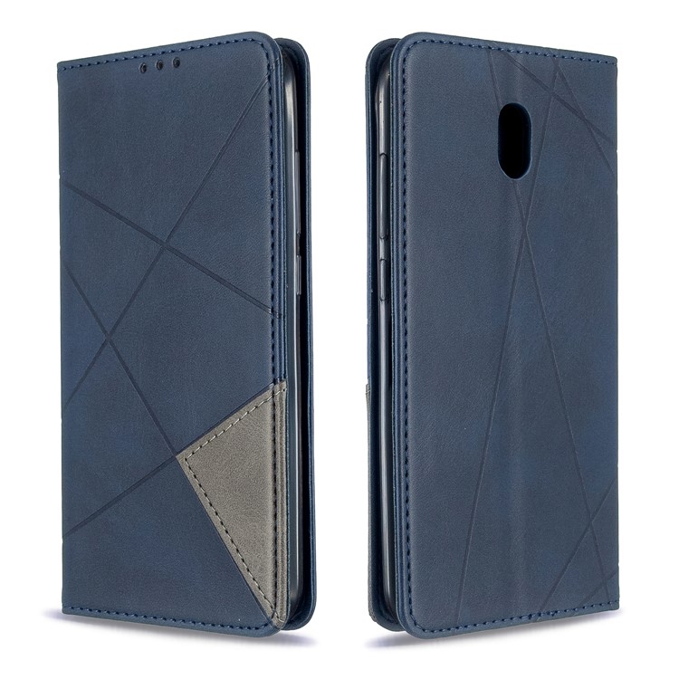 Geometric Pattern Leather Stand Case with Card Slots for Xiaomi Redmi 8A - Blue-4