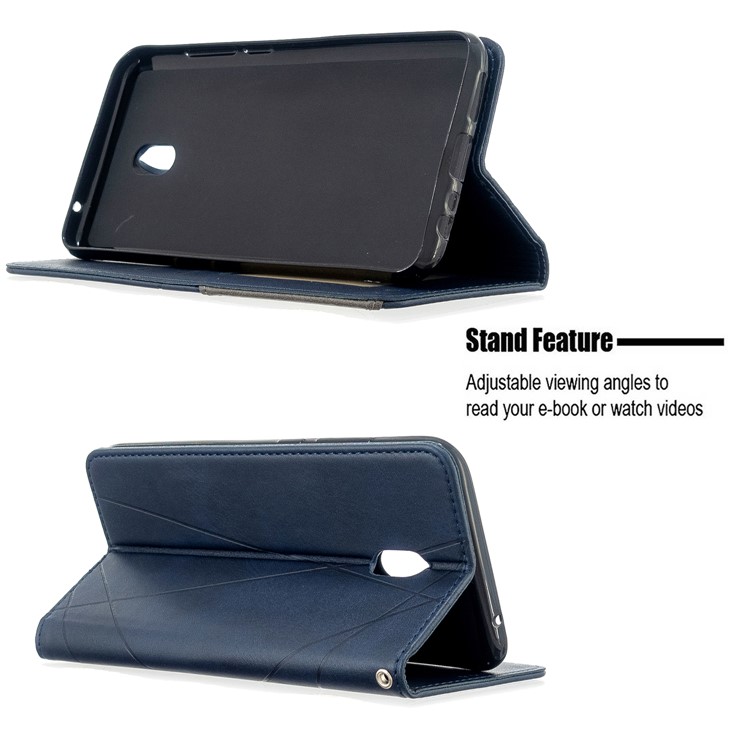 Geometric Pattern Leather Stand Case with Card Slots for Xiaomi Redmi 8A - Blue-5