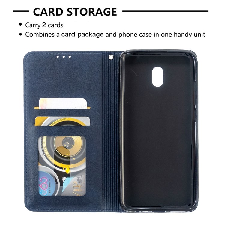 Geometric Pattern Leather Stand Case with Card Slots for Xiaomi Redmi 8A - Blue-7