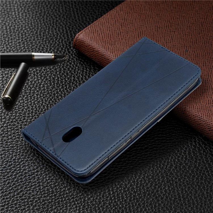 Geometric Pattern Leather Stand Case with Card Slots for Xiaomi Redmi 8A - Blue-9