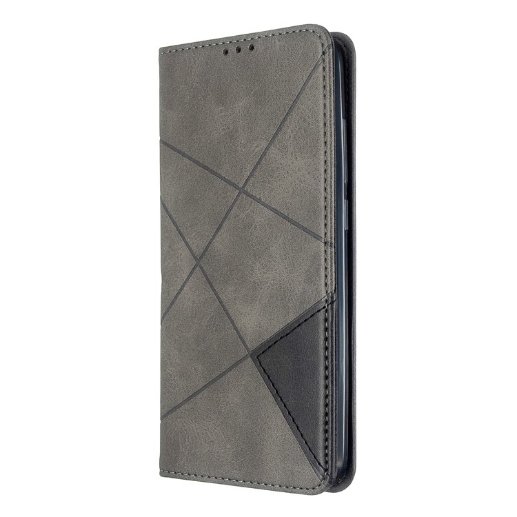 Cas Géométrique De Support De Cuir De Motif De Fentes De Cartes Pour Xiaomi Redmi 8A - Gris-2