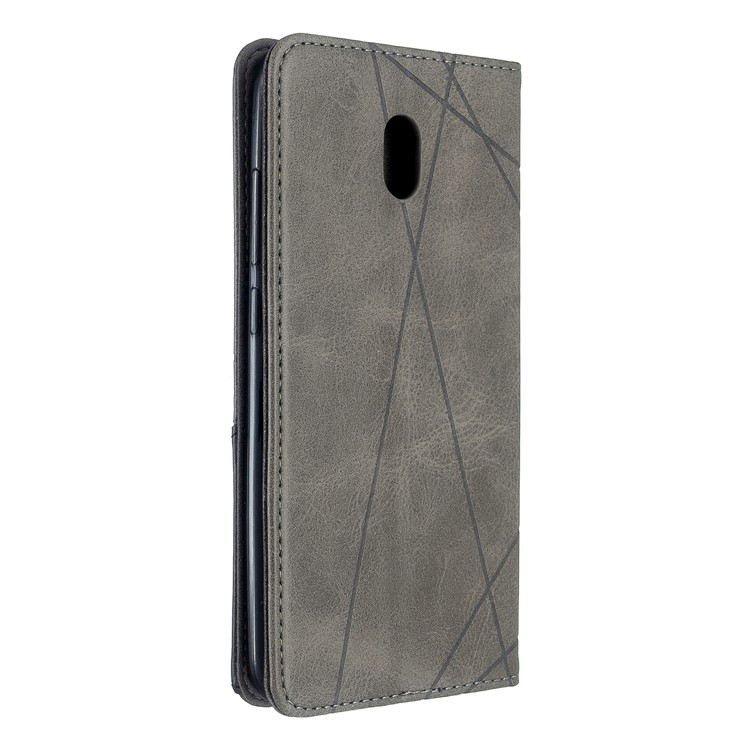 Cas Géométrique De Support De Cuir De Motif De Fentes De Cartes Pour Xiaomi Redmi 8A - Gris-3
